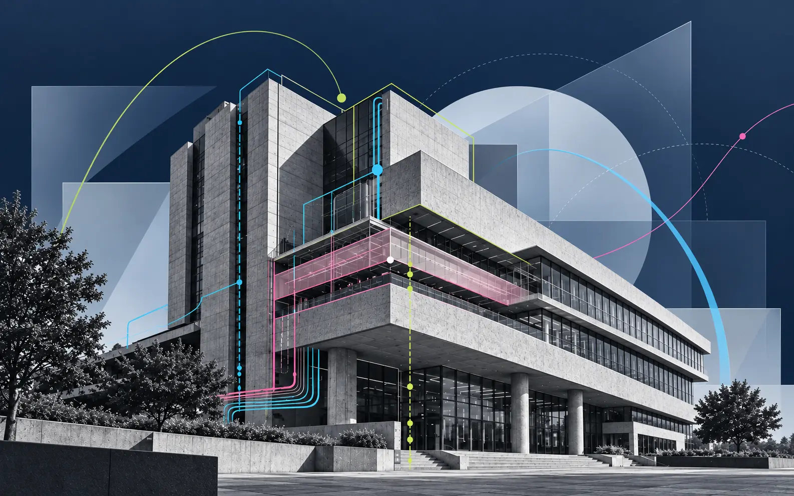 Architectural collage revealing additional infrastructure potential within an existing asset