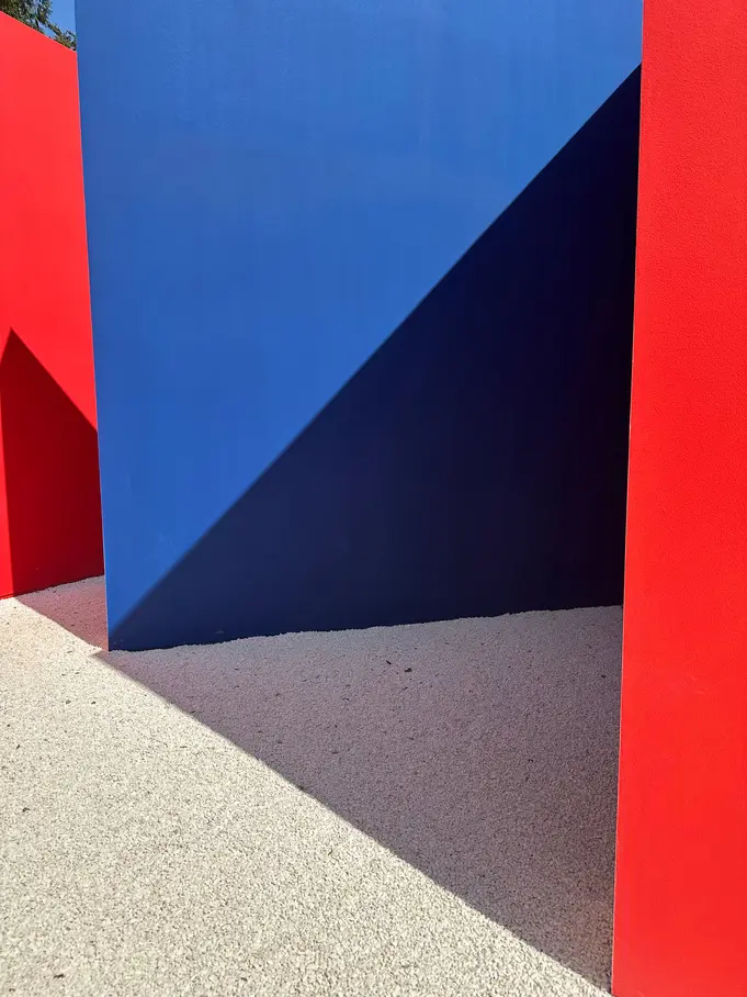 Abstract red and blue architectural planes