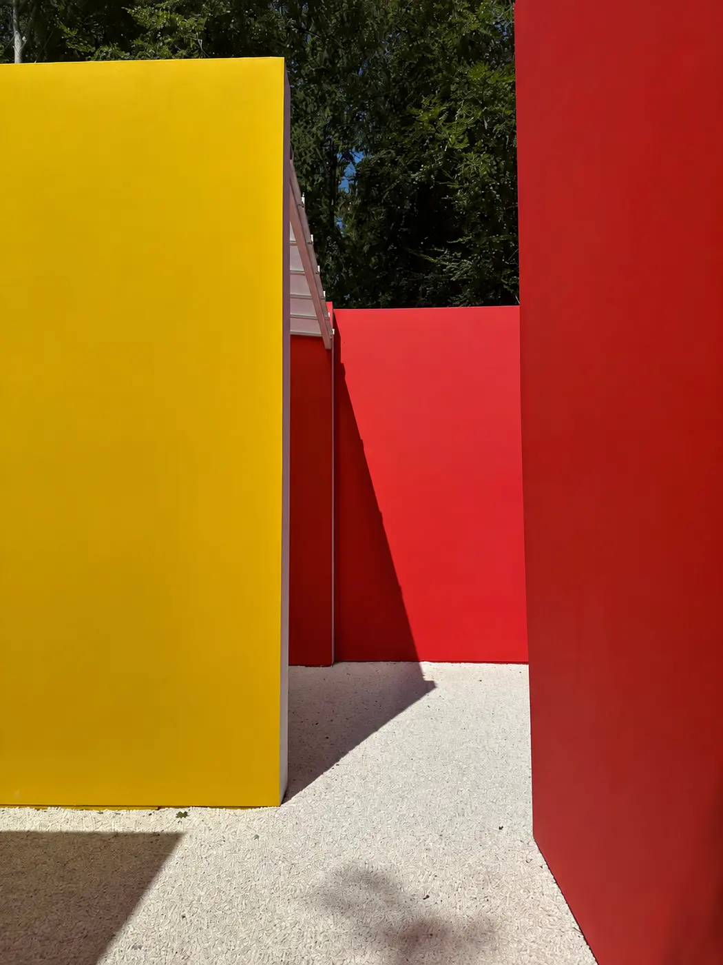 Yellow and red geometric outdoor installation